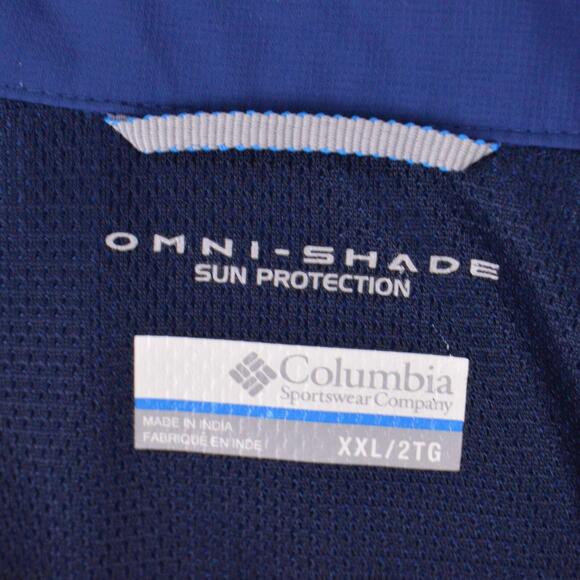 Columbia OmniShade Mens Shirt 2XL Navy Blue Long Sleeved - Picture 8 of 9